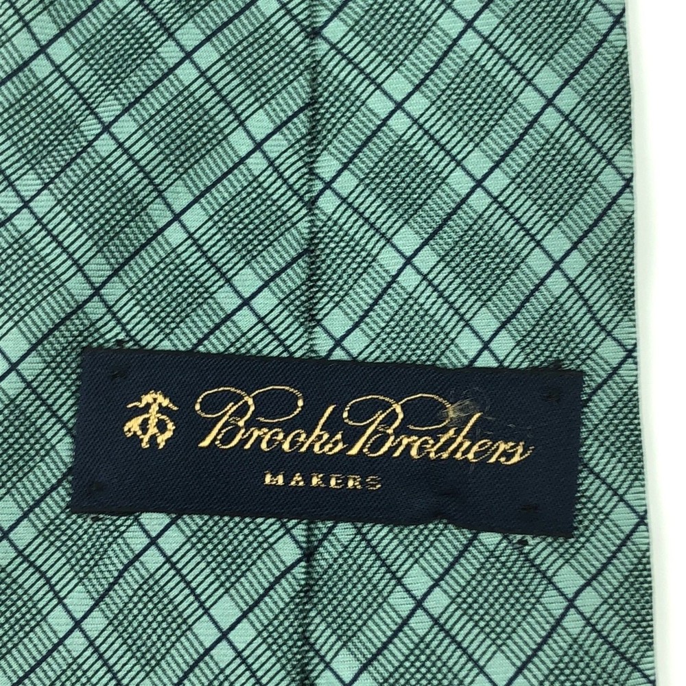 Brooks Brothers Men's 100% Silk Green Black Striped Plaid Necktie Tie NWT NEW - Picture 5 of 9